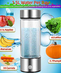 On The Go Portable Hydrogen Water Bottle Ionizer Rechargeable 420ml Generator For All Water Types, with fruit equivalents