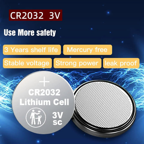 Dead Nuts Reliable 50 Pack CR2032 3 Volt Lithium Coin Batteries With Five Year Shelf Life For Car Remotes Keyless Entries Digital Watches Calculators And Computers Big Time Power Boost, showing a single 3V lithium cell.