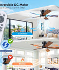 Ceiling Fans With Lights Flush Mount 46 Inch Low Profile Do It All Remote Controlled 5 Dual Sided Blades Reversible 6 Speeds