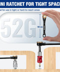 Slick 1/4 Inch Mini Ratchet Wrench Set With Magnetic Hex Bit Holder And Double Head Design demonstrating use in tight spaces.