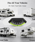 Stick On RV Level With Magnetic Adhesive For Campers And Trailers, Bubble Leveler Inclinometer Gauge displayed with vehicles