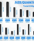 550 Piece Roll Pin Set With Storage Case For Diy Home Improvement And Auto Repair Slotted Hollow Roll Pins Made From 65Mn Steel With Black Oxide Finish Expansion Pins That Flush Install Includes Sizes M1.5 Through M6 size chart