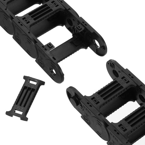 Open Type Drag Chain Cable Carrier With End Connectors 25x57mm Inner Size 1 Meter Plastic For Electrical CNC Router Machines, close-up view.