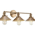Brass Gold 3 Light Industrial Farmhouse Vanity Wall Sconce With Metal Shade For Bathroom Kitchen And Entryway Modern Sleek Dope Illumination With LED Bulbs Included Perfect Mirror Light