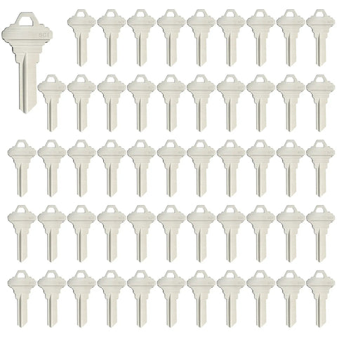 SC1 5 Pin Key Blanks Pack Of 50 Brass Silver Blank Keys For Schlage C Keyway Locksmiths And Home Key Replacement Projects Great For Spare Keys And DIY Key Cuts