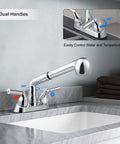 Genuine Utility Sink Faucet Featuring A Breezy Pull Out Sprayer Finished In Brushed Nickel With Straightforward Three Hole Mounting.