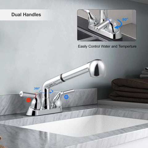 Genuine Utility Sink Faucet Featuring A Breezy Pull Out Sprayer Finished In Brushed Nickel With Straightforward Three Hole Mounting.