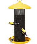 Squirrel Proof Metal Mesh Finch Feeder For Outdoors Hanging Nyjer Seed Tube Bird Feeder 2.5 Lb Large Capacity Rust Resistant Yellow Finish