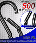 Heavy Duty 3 Inch M8 Carabiner Clips 30 Pack Galvanized Steel Snap Hooks close-up showing hex nut and open-close mechanism