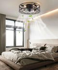 ALSKXaxna Ceiling Fan with Light 30W 3 Blades Pure Copper Motor for Bedroom, modern design in a bedroom setting.