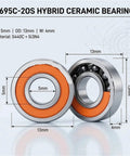 RC Car Ceramic Bearings 5x13x4 2RS Hybrid Ball Set shown with dimensions and materials S440C + Si3N4.
