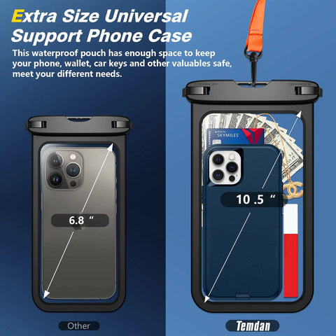 Two Pack Waterproof Phone Pouch Go To Up To 10 Inch Large Universal IPX8 Dry Bag With Lanyard Fits iPhone 16 Pro Max 16E 15