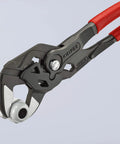 Heavy Duty 10 Inch Pliers Wrench With Adjustable Smooth Jaws grips a fitting, highlighting chrome steel and ergonomic design.