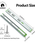 Two Pairs 18 Inch Soft Close Drawer Slides Beefy Heavy Duty Full Extension Ball Bearing Self Closing Side Mount dimensions