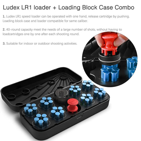 Five Shot Revolver Speed Loader For 38 Special And 357 Magnum Quick Reload Block with LR1 Loader and Dust Cover, open view