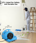 Half HP Carpet Dryer Fan With 2600 CFM Air Blower For Fast Home Drying, ETL Listed, Portable Floor Blower With 15 Ft Cord