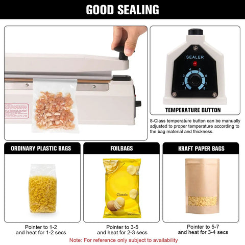 20 Inch Commercial Impulse Sealer Machine With Industrial Grade Aviation Aluminum Body For Heavy Duty Workhorse High Efficiency Heat Sealing In Factories Warehouses And Food Packaging Lines, temperature dial close-up