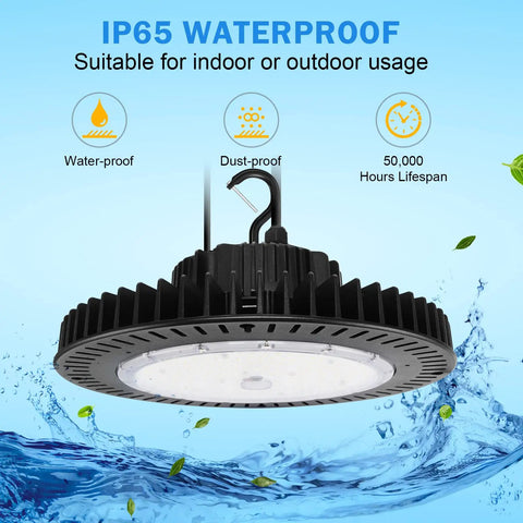 240W UFO High Bay LED Light For Warehouse And Garage Workhorse Ultra Bright 34800 Lumens 5000K IP65 0 To 10V Dimmable