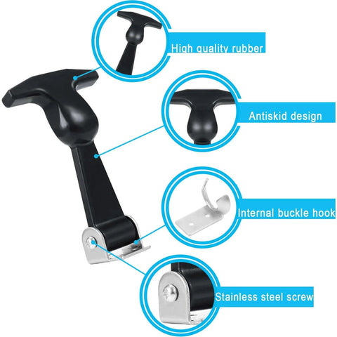 2 Pieces Elastic Rubber Hood Latches With Stainless Steel Brackets Flexible THandle Draw Latches durable rubber construction