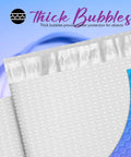 Close-up of Must Have Cute Design Bubble Mailers 6x10 Inch 100 Pack Opaque with self-seal and thick bubble padding.