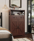 Sturdy Dark Brown Standing Go To Storage Cabinet With Drawers And Shelves For Kitchen Pantry And Home Bar Floor Hutch Cupboard