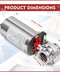 Sanitary 1.5 Inch Butterfly Valve With SS304 Stainless Steel Pneumatic Actuator Single Acting dimensions and details