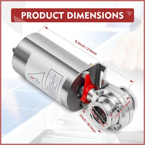 Sanitary 1.5 Inch Butterfly Valve With SS304 Stainless Steel Pneumatic Actuator Single Acting dimensions and details