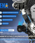 Top Tier Beefy Rear Automatic Control Blower Motor Resistor That Gives Your Ride Climate Control Straight Fire Compatible With Toyota Highlander Sequoia Sienna Ru735 4P1717 Replacement image showcasing signs of a faulty blower motor resistor.