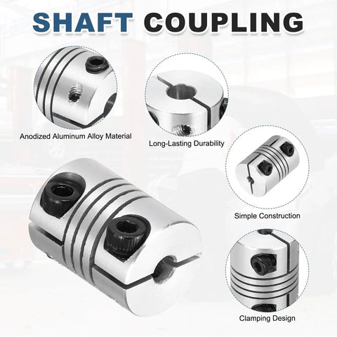 2 Pack Flexible Shaft Couplers 4 To 6 Mm Bore, 20 Mm Length, 15 Mm Diameter Aluminum Alloy Joint Connectors for stepper motors
