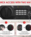 Close-up of digital keypad and key access on 1.2 Cubic Feet Small Fire Safe Box For Home With Fireproof Build Digital Keypad Lock Spare Keys