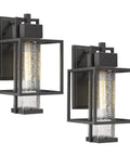 Outdoor Wall Sconce 2-Pack Farmhouse Exterior Lanterns in Black Finish With Bubble Glass Shades, 15-Inch Modern Outdoor Lighting