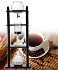 Chill Cold Brew Drip Coffee Maker With 35 Oz Glass Carafe And Solid Wood Base showcasing slow drip coffee tower with glass components.