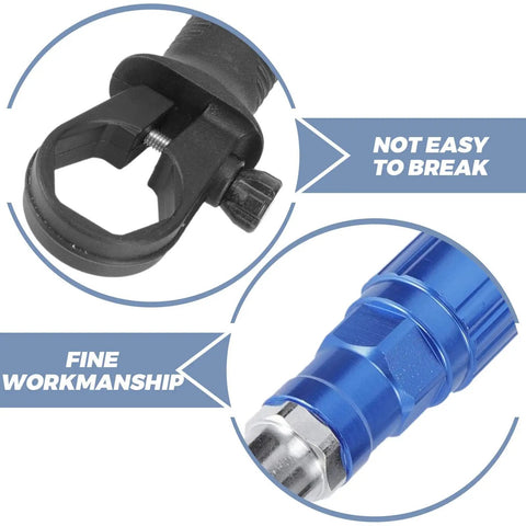 Top Tier Cordless Drill Rivet Nut Adapter Kit Featuring Super Durable Aluminum Alloy Construction With Comfort Grip Handle For Easy Furniture Build And On The Fly Mechanical Work Using Reliable Fastener Tools blue aluminum drill rivet nut adapter