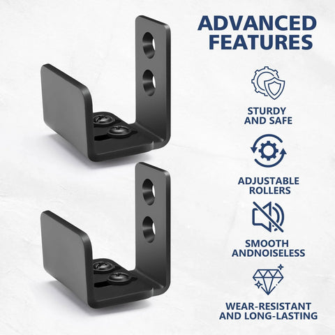 Bottom Floor Guide For Sliding Barn Doors U Shape Adjustable Stay Roller Flexible Fit Distance 2 Pack Steel Black