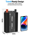 Tailgate Tested 2000W Power Inverter DC To AC Converter 12V To 110V With Three AC Outlets For RV Truck Camping And Home Emergency Backup Peaking At 4000W Watts Solid Build next to smartphone for size reference.