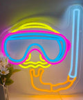 Neon Sign Diver Mask Style Scuba Diving LED Neon Light For Wall Decor And Beach House Dope Vibe Perfect For Dive Shops Ocean Theme Rooms Bathroom Game Room And Underwater Spaces