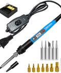 Heavy Duty Soldering Iron Kit With Heat Set Insert Tool 80W 110V LCD Digital Temperature Control 16 In 1 Soldering Kit Includes Iron Tips And Heat Set Inserts 180C To 500C 356F To 932F Adjustable For Precision Projects Blue with accessories