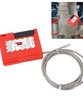 Heavy Duty Lockout Cable Lock For Electrical Gear, Adjustable 1 Meter, Quick Thread Setup showing cable and industrial use