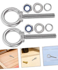 Pro Grade Stainless Steel Eye Bolts M10x60 Threaded Hang Hooks With Nuts And Washers for rigging and DIY tasks, showing hardware components.