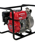 Top Shelf 2 Inch Gas Powered Water Pump Delivering A Badass 164 Gpm High Volume Flow with Honda GX50 motor in black frame.