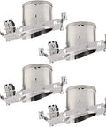 Four-pack Six Inch LED Recessed Can Light For New Construction With Air Tight IC Housing Sloped Ceiling Compatible TP24 Base