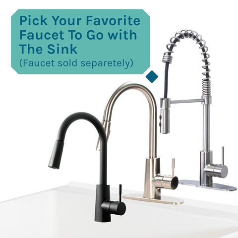 Faucet options shown for Heavy Duty 19 Gallon Thermoplastic Utility Sink With Adjustable Metal Legs Great For Laundry Rooms Basements Or Garage Workshops No Faucet Included White Versatile Shop Sink Built To Handle Tough Cleaning Jobs And Easy To Clean, emphasizing customization possibilities.