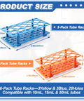 Six Pack 28 Well Test Tube Rack Set For 10 mL 15 mL And 50 mL Tubes Detachable Plastic Stand With Color Coded Rims In Blue And Orange