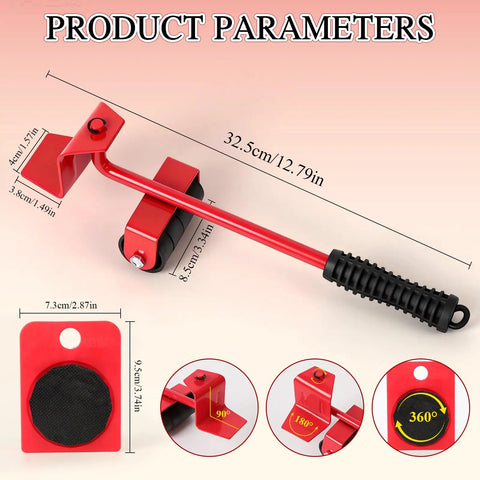 Heavy Duty Furniture Lift Mover Tool Set With Wheels dimensions and features for sofas, tables, refrigerators, washing machines