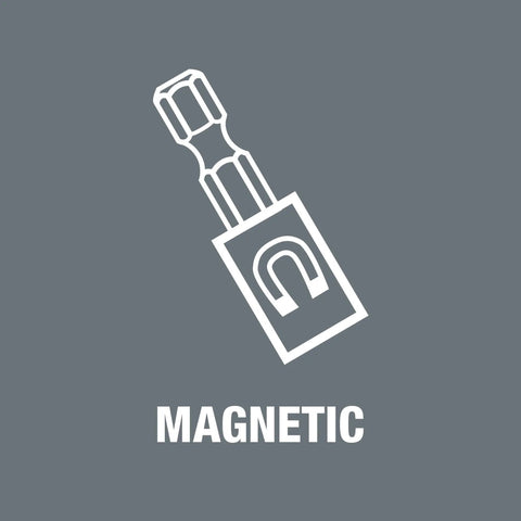 Illustration of a magnetic bit feature in the Six Piece Professional Torx TX10 TX40 Mini Bit Set With Universal Bit Holder 1/4 Inch Shank.