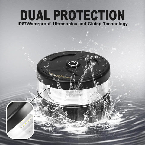 USB-C Wireless Beacon Light With 32 LED Strobe, Magnetic Mount floating in water showing waterproof protection