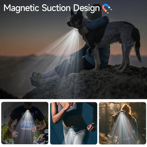 Clip On Running Light Two Pack Magnetic Clip On Light For Runners With Six Lighting Modes Rechargeable Reflective Night Running Gear for hiking.