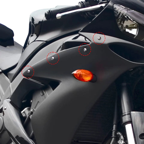 M6 x 20mm Blue Aluminum Alloy Hex Socket Cap Bolts mounted on motorcycle body, showcasing solid grip and easy installation.