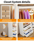 L Shaped Corner Closet System With Nine Roomy Drawers And Spacious Open Shelves Freestanding Modular Wardrobe Organizer loaded with adjustable shelves and wooden drawers.