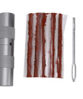 Essential Roadside Tire Repair Kit For Cars And Bikes Capsule Style Puncture Plug Tool with plug strips and metal tools.